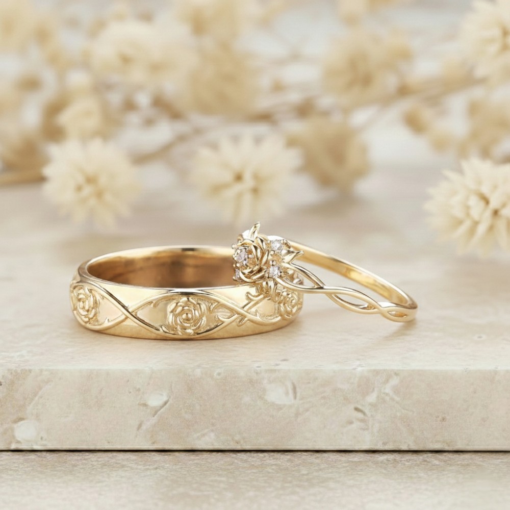 Özel Vintage Tasarım Çift Alyans Yüzük MY4007