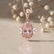 Morganit Ve Pırlanta Vintage Rose Altın Kolye 