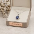 Oval Mavi Safir Ve Pırlantalı Vintage Altın Kolye 