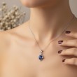 Oval Mavi Safir Ve Pırlantalı Vintage Altın Kolye 