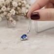 Oval Mavi Safir Ve Pırlantalı Vintage Altın Kolye 