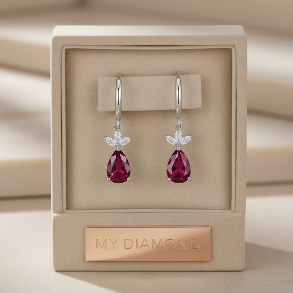 1.40 Karat Yakut Ve Pırlanta Özel Tasarım Küpe MYKP212