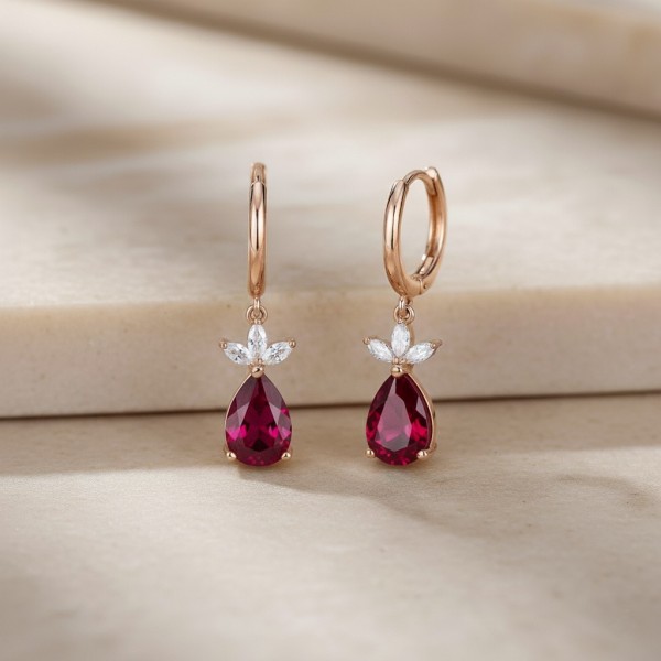 1.40 Karat Yakut Ve Pırlanta Özel Tasarım Küpe MYKP212