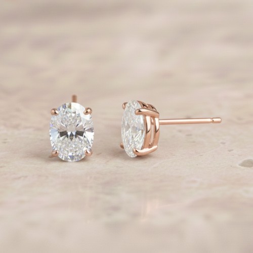 0.80 Karat Oval Pırlanta Tektaş Altın Küpe MYKP243