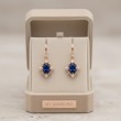 Safir Ve Pırlantalı Vintage Tasarım Altın Küpe