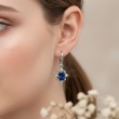 Safir Ve Pırlantalı Vintage Tasarım Altın Küpe