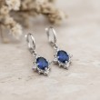 Safir Ve Pırlantalı Vintage Tasarım Altın Küpe