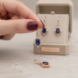 Safir Ve Pırlantalı Vintage Tasarım Altın Küpe