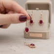 Yakut Ve Pırlanta Vintage Tasarım Altın Küpe