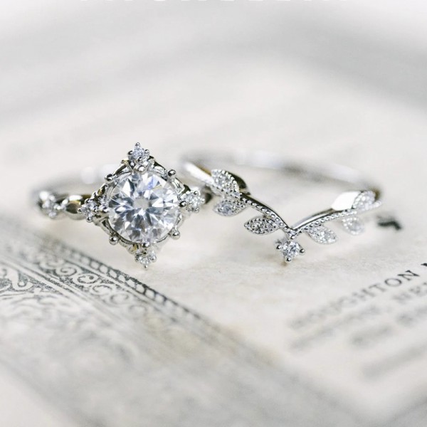 Vintage Tasarım Tek Taş Pırlanta Yüzük AD1101