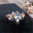 Aquamarine Opal Yapraklı Sarmaşık Yüzük 