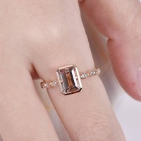 1.20 Karat Morganit 0.08 Karat Pırlanta Vintage Yüzük MY2410