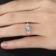 Altıgen Moss Agate Ve Beyaz Topaz Altın Yüzük 