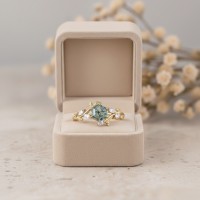 Hexagon Kesim Moss Agate Yaprak Tasarım Yüzük