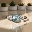 Asimetrik Tasarım Moss Agate ve Pırlanta Yüzük