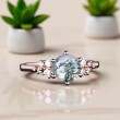 Asimetrik Tasarım Moss Agate ve Pırlanta Yüzük