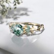 Beyaz Topaz Ve Moss Agate Taşlı Tasarım Yüzük 