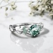 Beyaz Topaz Ve Moss Agate Taşlı Tasarım Yüzük 