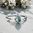 Damla Moss Agate Ve Pırlanta Evlilik Teklifi Yüzükleri