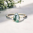 Damla Moss Agate Ve Pırlanta Evlilik Teklifi Yüzükleri