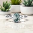 Markiz Pırlantalı Oval Moss Agate Yüzük 