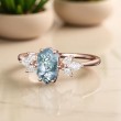 Hexagon Moss Agate Ve Beyaz Topaz Altın Yüzük MA1116