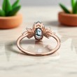 Hexagon Moss Agate Ve Beyaz Topaz Altın Yüzük MA1116