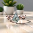 Kite Moss Agate Ve Pırlanta Yaprak Tasarım Yüzük