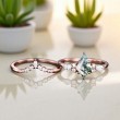 Kite Moss Agate Ve Pırlanta Özel Tasarım Set Yüzük 