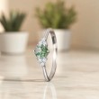 Yeşil Moss Agate Ve Pırlantalı Altın Tektaş Yüzük