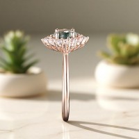 Moss Agate Ve Pırlanta Evlilik Teklifi Yüzükleri