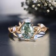 Opal Ve Oval Moss Agate Taşlı Sarmaşık Yüzük 