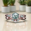 İkili Set Yüzük Moss Agate Ve Pırlanta Taşlı Altın 