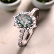 Moss Agate Ve Pırlantalı Nişan Düğün Evlilik Yüzüğü