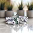 Moss Agate Ve Pırlanta Vintage İkili Set Yüzük