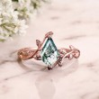 Özel Tasarım Vintage Yüzük Kite Moss Agate Taşlı 