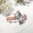 Özel Tasarım Vintage Yüzük Kite Moss Agate Taşlı 