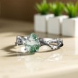 Yapraklı Dal Tasarım Moss Agate Ve Pırlanta Yüzük