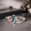 Damla Moss Agate Ve Pırlantalı İkili Set Yüzük 