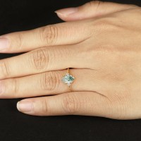 Uzun Altıgen Moss Agate Ve Pırlanta Tektaş Yüzük 