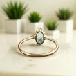 Uzun Altıgen Moss Agate Ve Pırlanta Tektaş Yüzük 