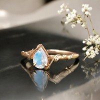 Damla Opal Yaprak Tasarım Vintage Yüzük