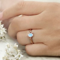 Damla Opal Yaprak Tasarım Vintage Yüzük
