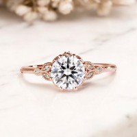 1 Ct. Beyaz Safir Ve Pırlanta Vintage Tek Taş Yüzük 