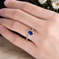 Düğün Nişan Yüzüğü Damla Safir Ve Pırlantalı 