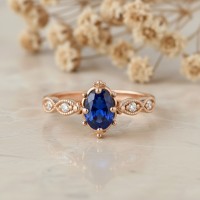 Gerçek Safir Ve Pırlanta Vintage Tektaş Yüzük