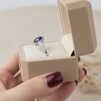 Gerçek Safir Ve Pırlanta Vintage Tektaş Yüzük
