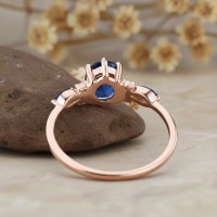 Evlilik Teklifi Yüzüğü Oval Safir Ve Pırlantalı 