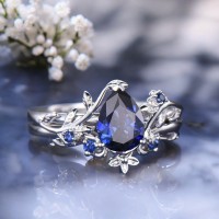Mavi Safir Taşlı Özel Tasarım İkili Set Yüzük 