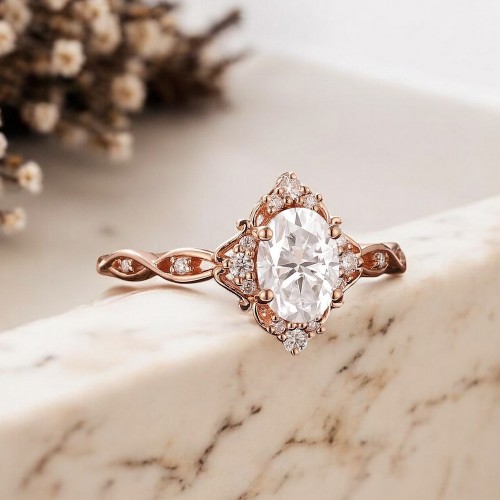 Beyaz Safir Ve Pırlantalı Vintage Tasarım Yüzük AD1213